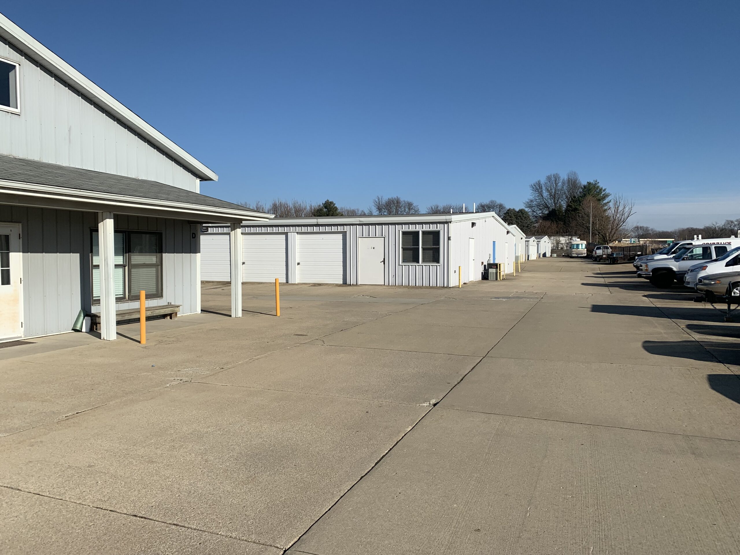 Rows of drive-up storage units at Park 150 Storage in Urbana, IL